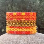 Bracelet fantaisie de luxe orange et jaune - bracelet manchette