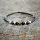 Bracelet homme ajustable en pierre œil de taureau et argent pierres naturelles