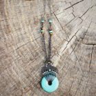 Bijoux ethnique chic turquoise pendentif en pierres fines
