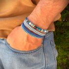 bracelet tressé homme fait main en pierres naturelles et argent 925 chris