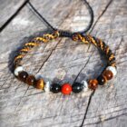 bracelet tresse homme fait main jaspe rouge mia provence