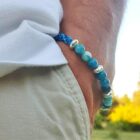 bracelet tresse homme fait main turquoise apatite mia provence; choisir un bracelet homme