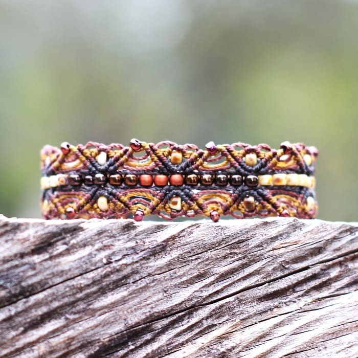 bracelet hippie chic femme marron rouille