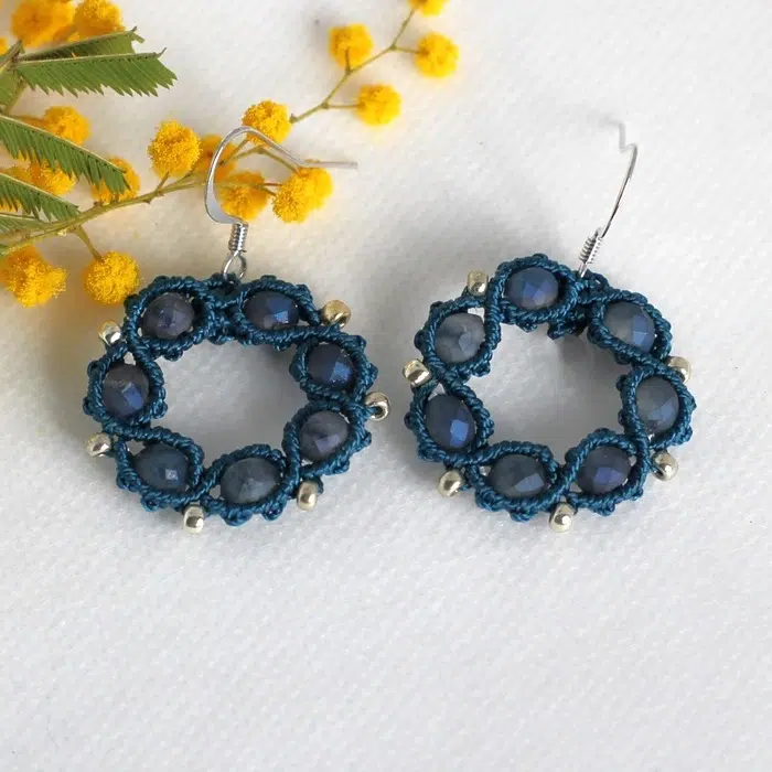 boucles d’oreilles anneau perlé, boucle d'oreille anneau