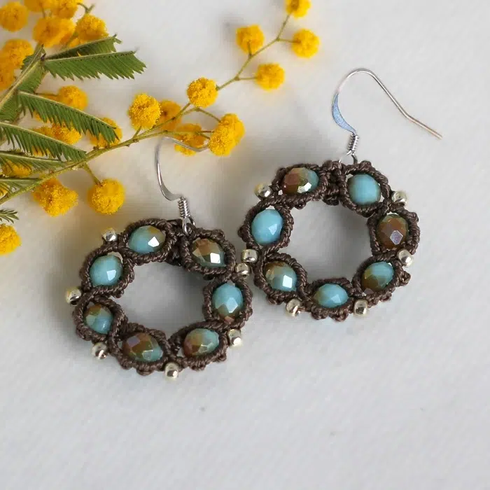 boucles d’oreilles anneau perlé, boucle d'oreille anneau